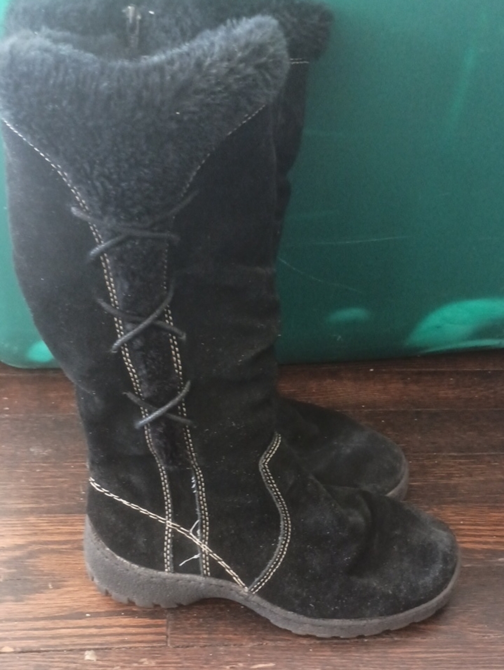 Naturalizer Fur-lined Black Suede Mid-calf Boots